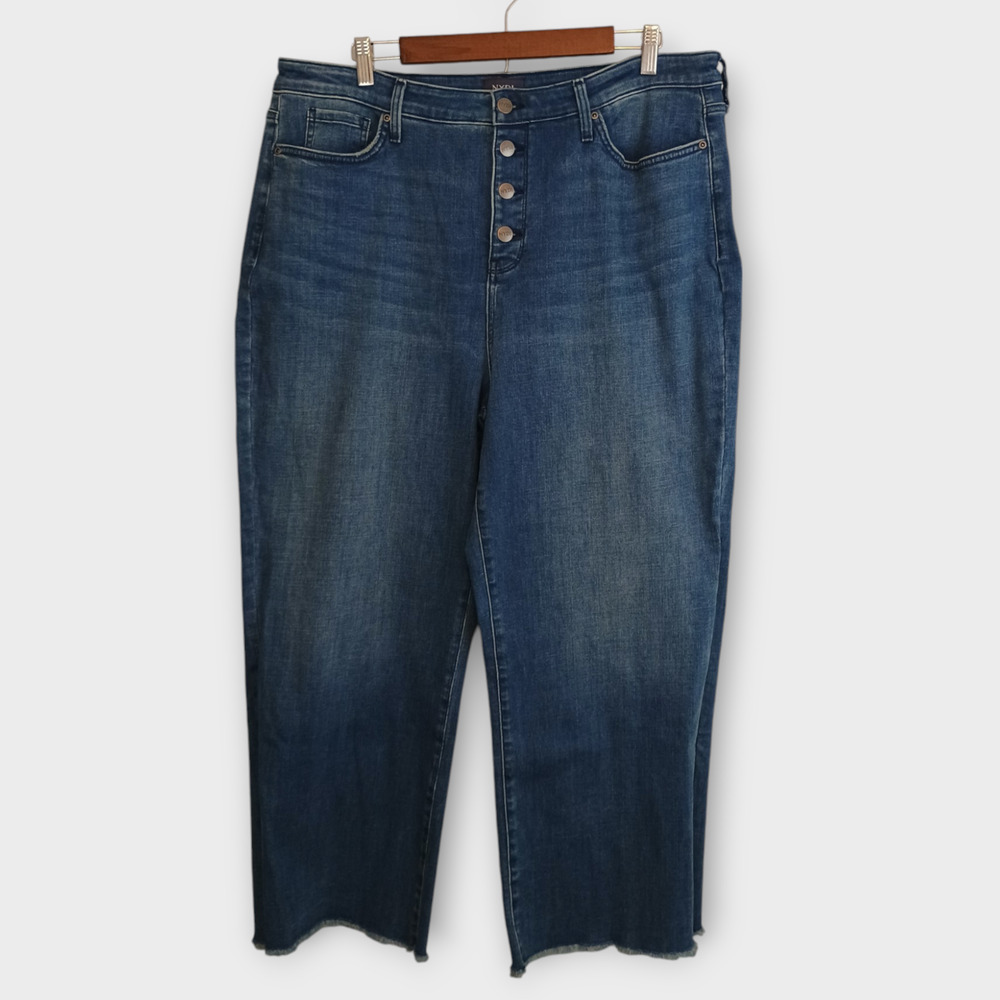 NYDJ Women 18 Blue Teresa Wide Leg Dark Wash Classic Casual LiftTuck Denim Jeans